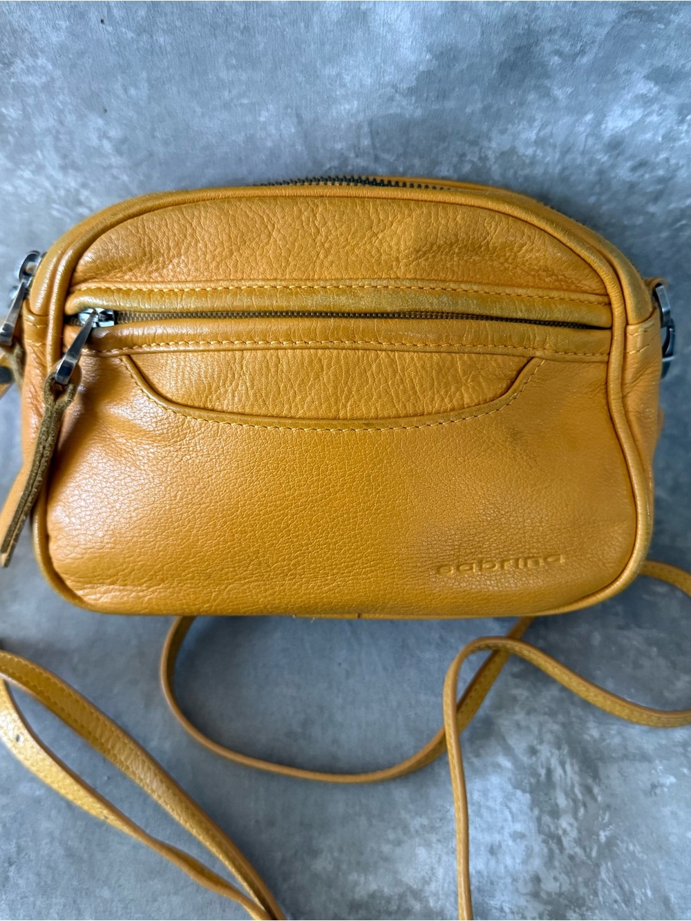 Mustard Leather Crossbody Bag by Cedrini (Love 25)
